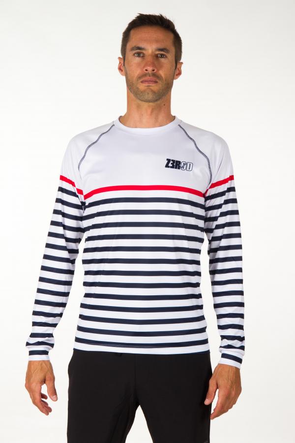 T-SHIRT RUNNING MANCHES LONGUES MARINIERE NAVY